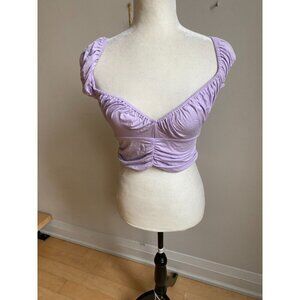 Free people BNWT purple cropped puff short sleeve sz small NEW